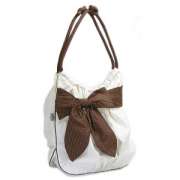 Мягкая сумка-мешок арт.153 хлопковая белая+горох